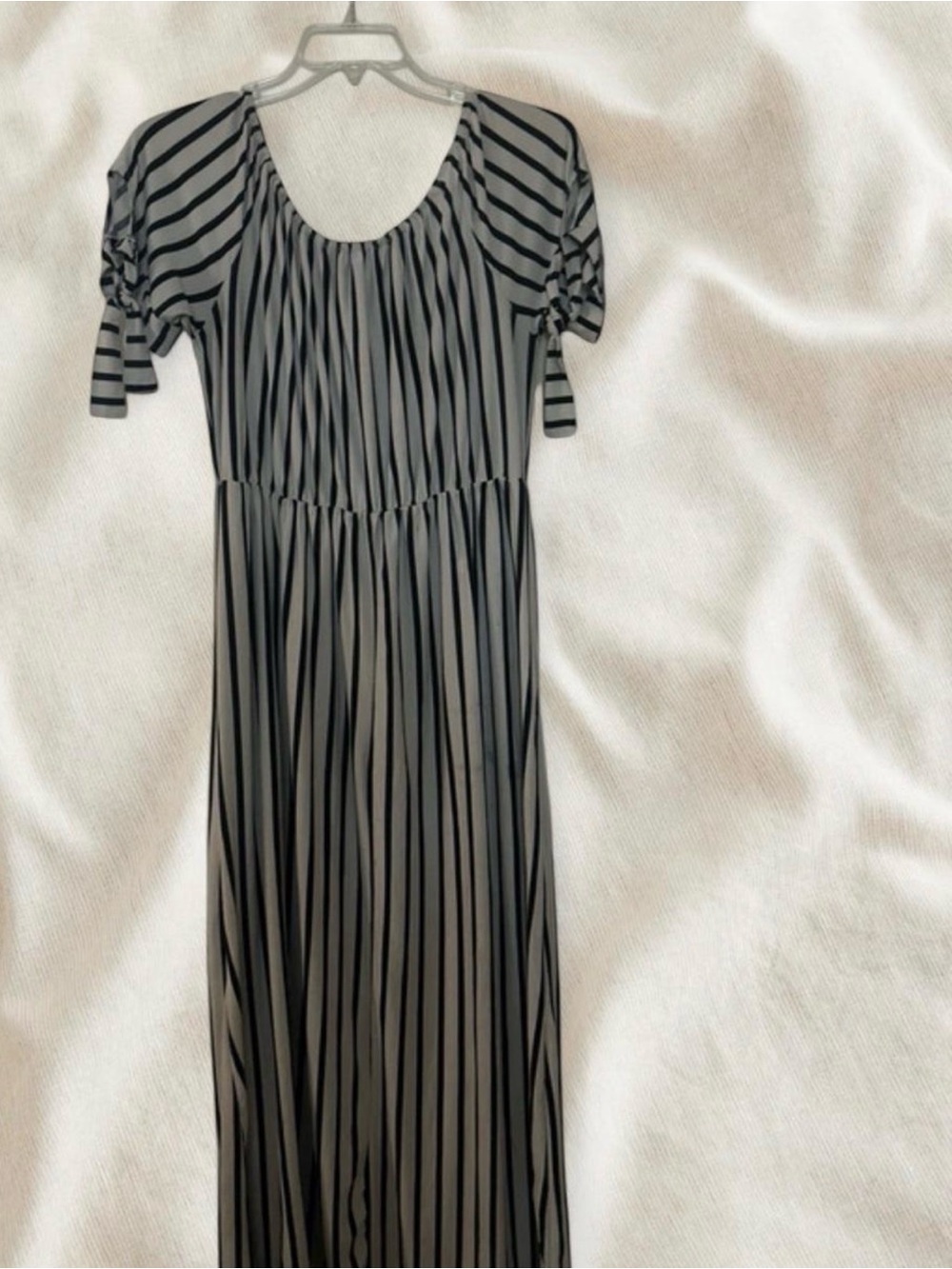 Vibe Black and Gray Striped Maxi Dress
